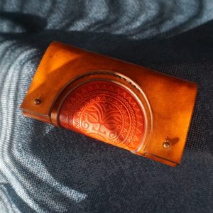 Blague à tabac en cuir - Marron et rouge