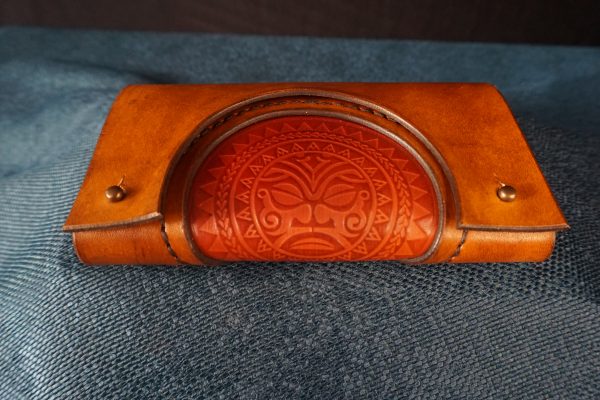 Blague à tabac en cuir - Marron et rouge – Image 4