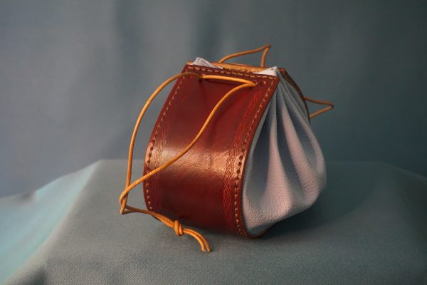 Bourse en cuir - Bleu et marron – Image 3